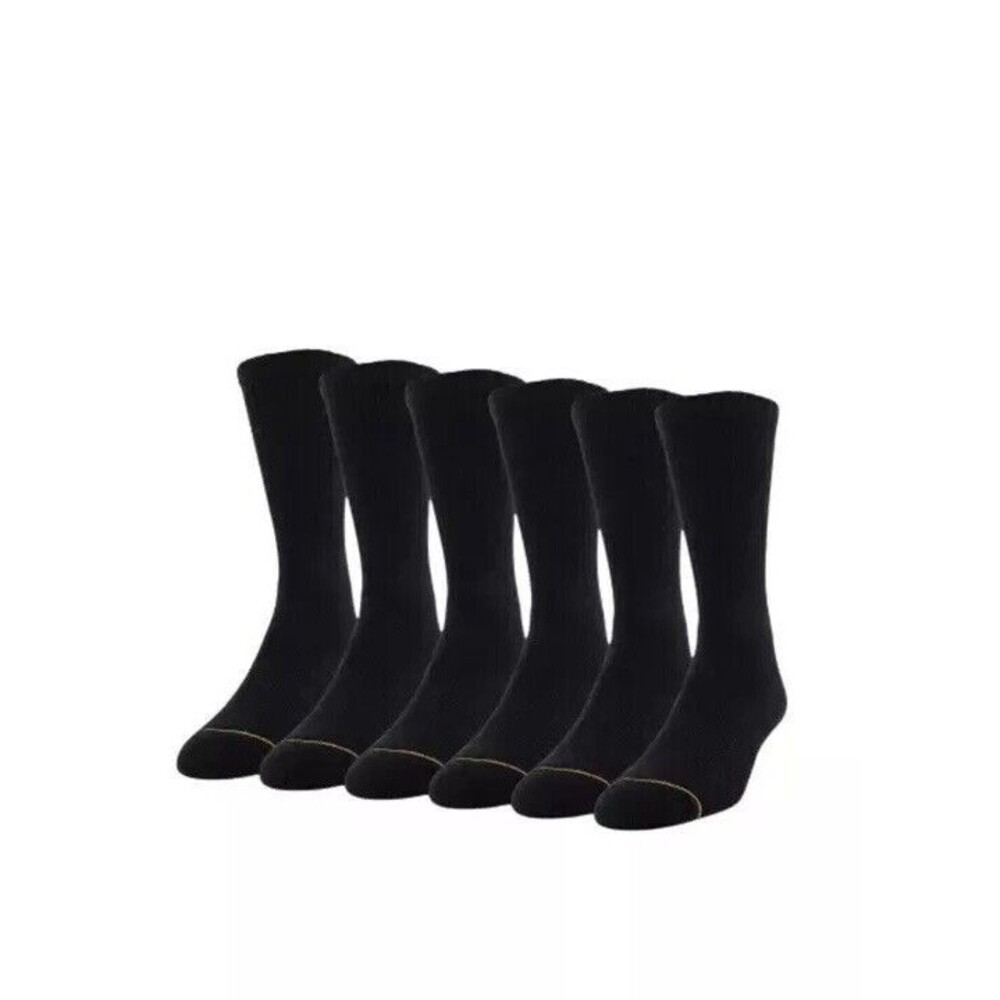 Goldtoe Signature Gold Men's 6-Pack Black Repreve Crew Socks Size 6-12.5 - NWT